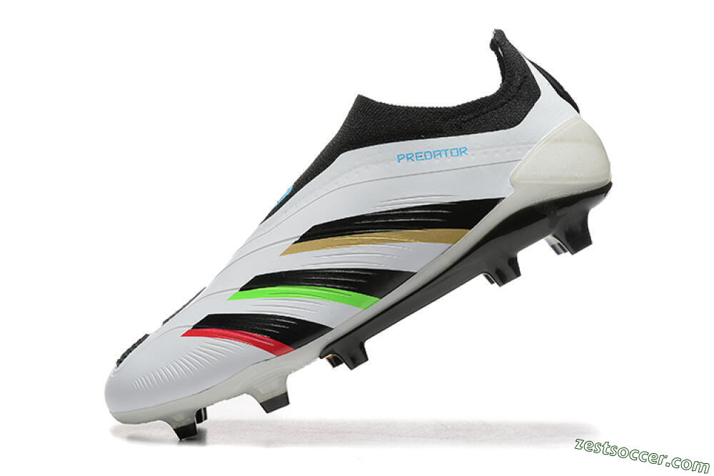 Adidas Predator Elite Laceless FG Low-Tops Soccer Cleats - White/Black/Red/Gold 5