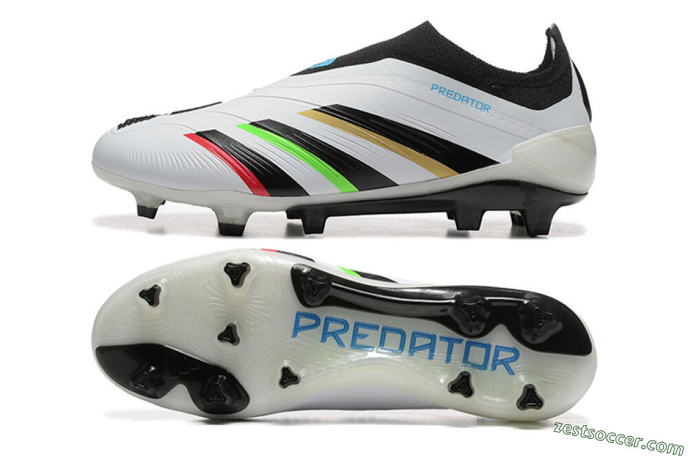 Adidas Predator Elite Laceless FG Low-Tops Soccer Cleats - White/Black/Red/Gold 1