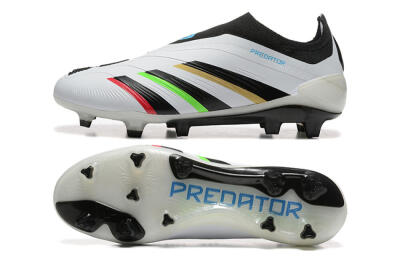 Adidas Predator Elite Laceless FG Low-Tops Soccer Cleats - White/Black/Red/Gold