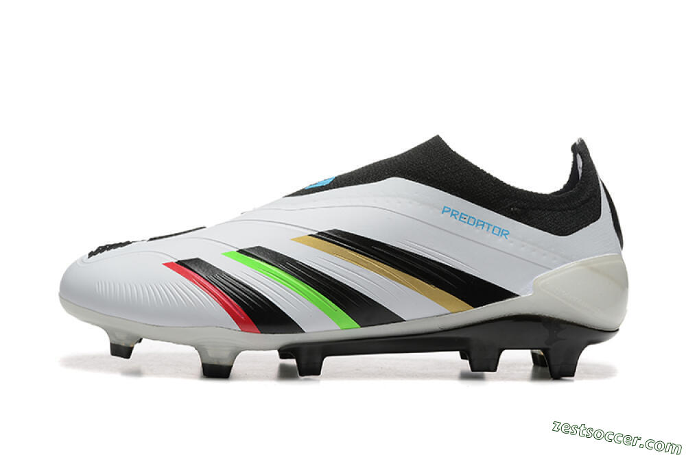 Adidas Predator Elite Laceless FG Low-Tops Soccer Cleats - White/Black/Red/Gold 2