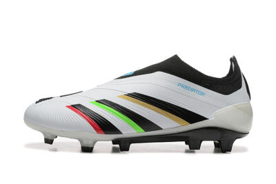 Adidas Predator Elite Laceless FG Low-Tops Soccer Cleats - White/Black/Red/Gold