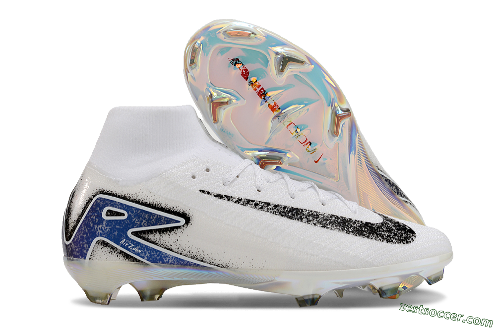 Nike Air Zoom Mercurial Superfly 10 Elite FG High-Tops Soccer Cleats - White/Black/Blue 0