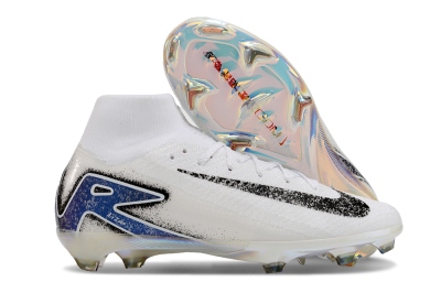 Nike Air Zoom Mercurial Superfly 10 Elite FG High-Tops Soccer Cleats - White/Black/Blue