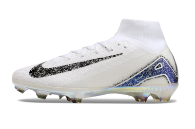 Nike Air Zoom Mercurial Superfly 10 Elite FG High-Tops Soccer Cleats - White/Black/Blue