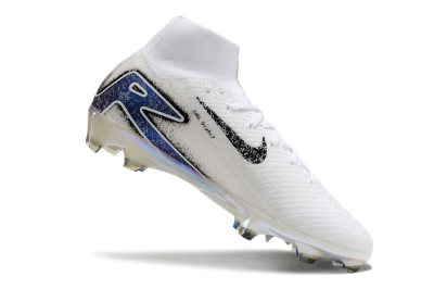 Nike Air Zoom Mercurial Superfly 10 Elite FG High-Tops Soccer Cleats - White/Black/Blue