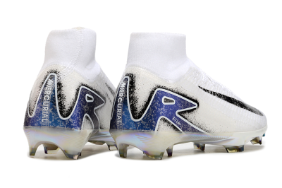 Nike Air Zoom Mercurial Superfly 10 Elite FG High-Tops Soccer Cleats - White/Black/Blue