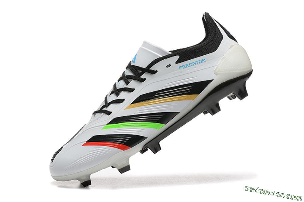 Adidas Predator Elite 24 FG Low-Tops Soccer Cleats - White/Black/Red/Gold 5