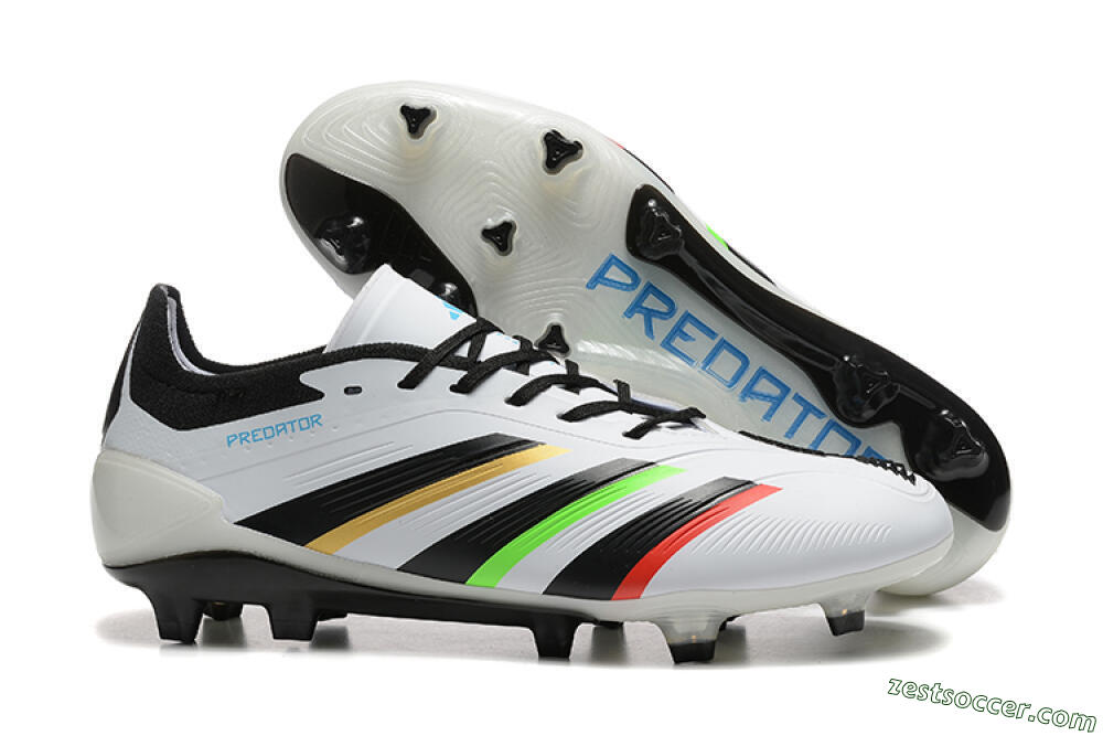 Adidas Predator Elite 24 FG Low-Tops Soccer Cleats - White/Black/Red/Gold 0