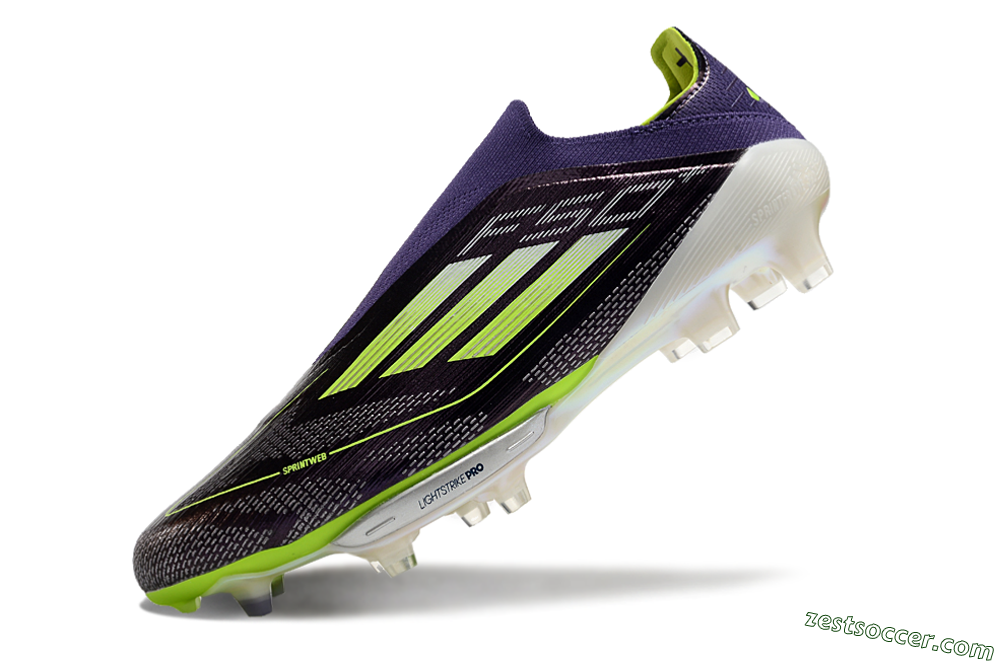 Adidas F50+ Lightstrike Pro Laceless FG Low-Tops Soccer Cleats - Purple/Yellow/White 5