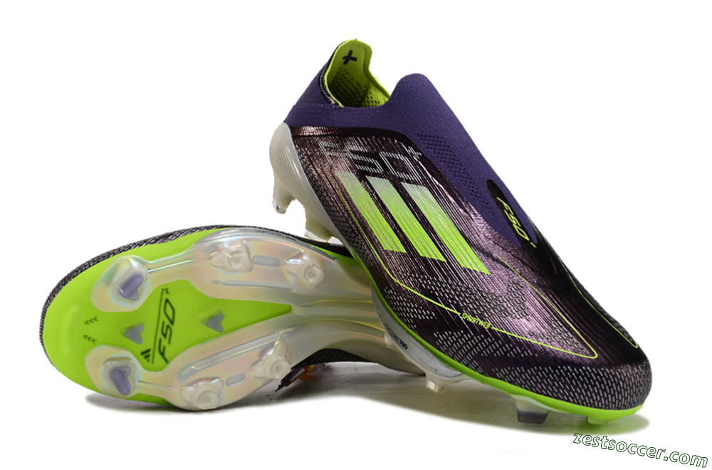Adidas F50+ Lightstrike Pro Laceless FG Low-Tops Soccer Cleats - Purple/Yellow/White 3