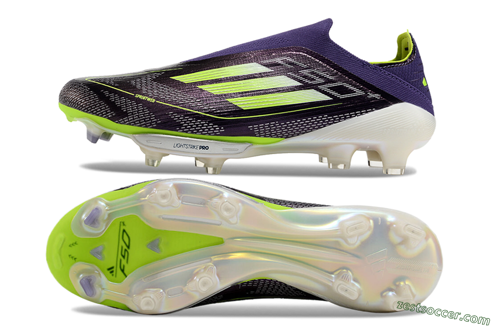 Adidas F50+ Lightstrike Pro Laceless FG Low-Tops Soccer Cleats - Purple/Yellow/White 1