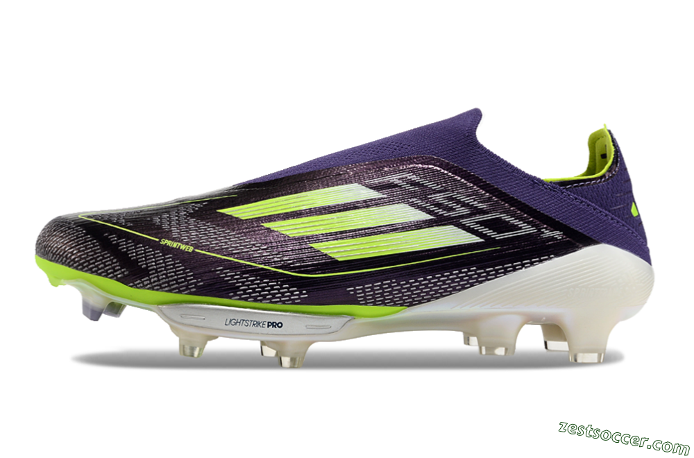 Adidas F50+ Lightstrike Pro Laceless FG Low-Tops Soccer Cleats - Purple/Yellow/White 2