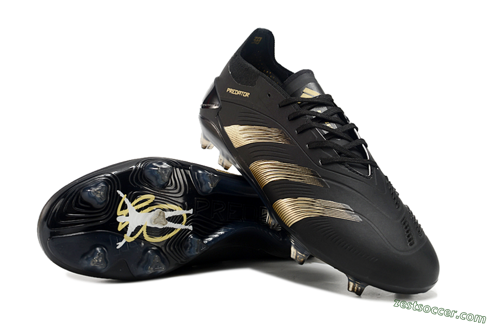 Adidas Predator Elite 24 FG Low-Tops Soccer Cleats - Black/Gold/Blue 3
