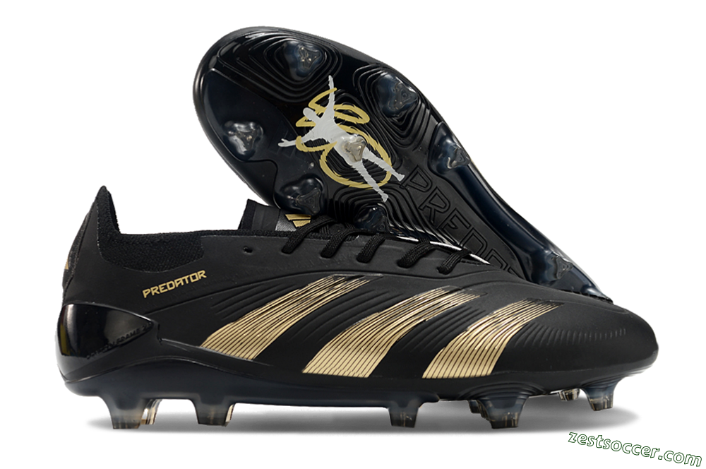 Adidas Predator Elite 24 FG Low-Tops Soccer Cleats - Black/Gold/Blue 0
