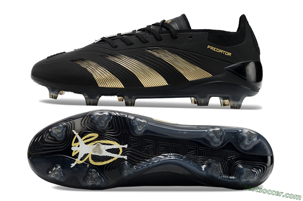 Adidas Predator Elite 24 FG Low-Tops Soccer Cleats - Black/Gold/Blue 1