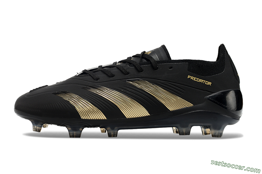 Adidas Predator Elite 24 FG Low-Tops Soccer Cleats - Black/Gold/Blue 2
