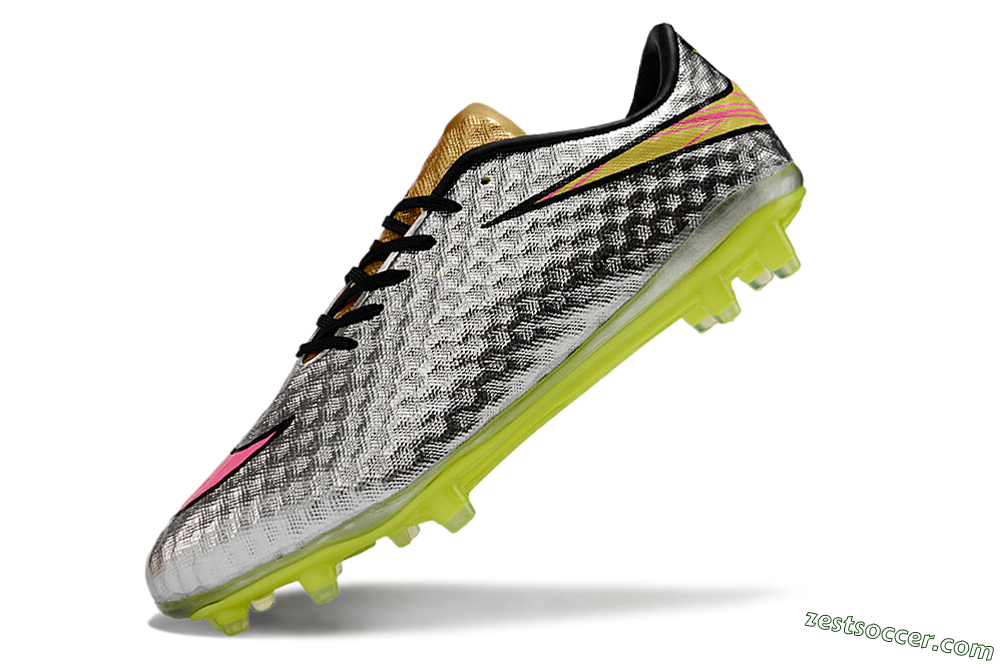 Neymar x Nike Hypervenom Phantom Liquid Diamond FG Low-Tops Soccer Cleats - Silver/Yellow/Pink/Gold 5