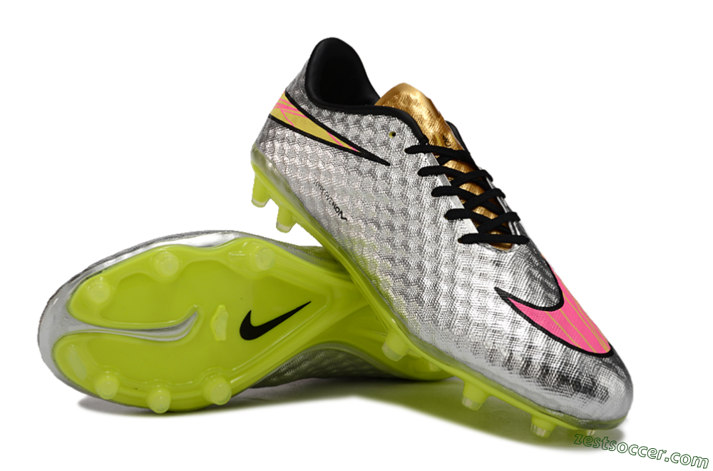 Neymar x Nike Hypervenom Phantom Liquid Diamond FG Low-Tops Soccer Cleats - Silver/Yellow/Pink/Gold 3
