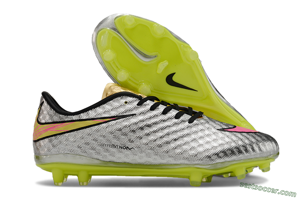Neymar x Nike Hypervenom Phantom Liquid Diamond FG Low-Tops Soccer Cleats - Silver/Yellow/Pink/Gold 0