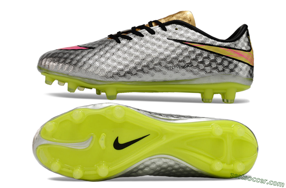 Neymar x Nike Hypervenom Phantom Liquid Diamond FG Low-Tops Soccer Cleats - Silver/Yellow/Pink/Gold 1