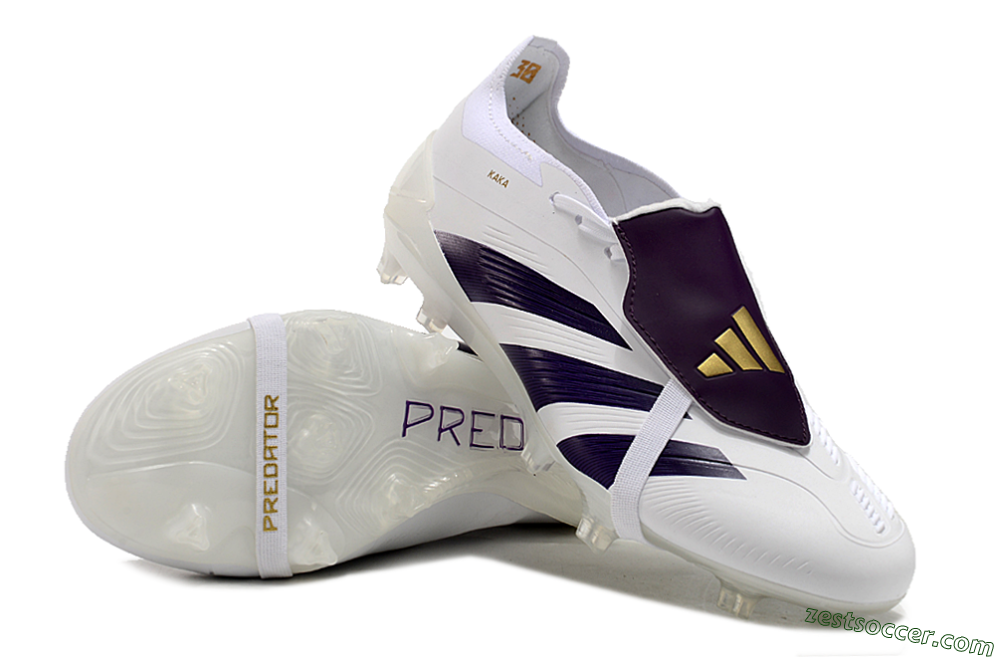 Adidas Predator Elite Foldover Tongue FG Low-Tops Soccer Cleats - White/Black/Gold 3