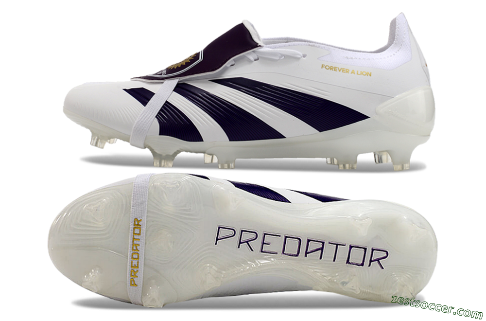 Adidas Predator Elite Foldover Tongue FG Low-Tops Soccer Cleats - White/Black/Gold 1