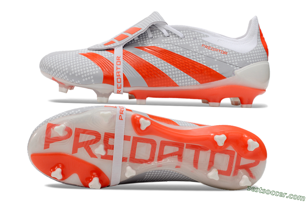 Adidas Predator Elite Foldover Tongue FG Low-Tops Soccer Cleats - Grey/Red/White 1