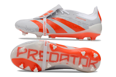Adidas Predator Elite Foldover Tongue FG Low-Tops Soccer Cleats - Grey/Red/White
