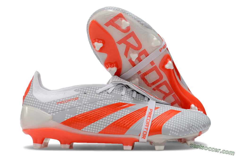 Adidas Predator Elite Foldover Tongue FG Low-Tops Soccer Cleats - Grey/Red/White 0