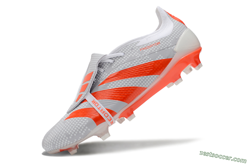 Adidas Predator Elite Foldover Tongue FG Low-Tops Soccer Cleats - Grey/Red/White 5