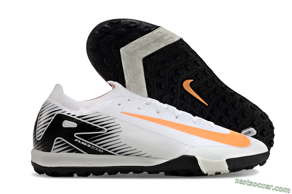 Nike Air Zoom Mercurial Vapor 16 Elite TF Low-Tops Soccer Shoes - White/Black/Orange 0
