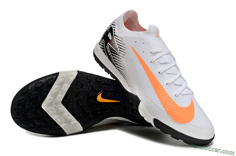 Nike Air Zoom Mercurial Vapor 16 Elite TF Low-Tops Soccer Shoes - White/Black/Orange 3
