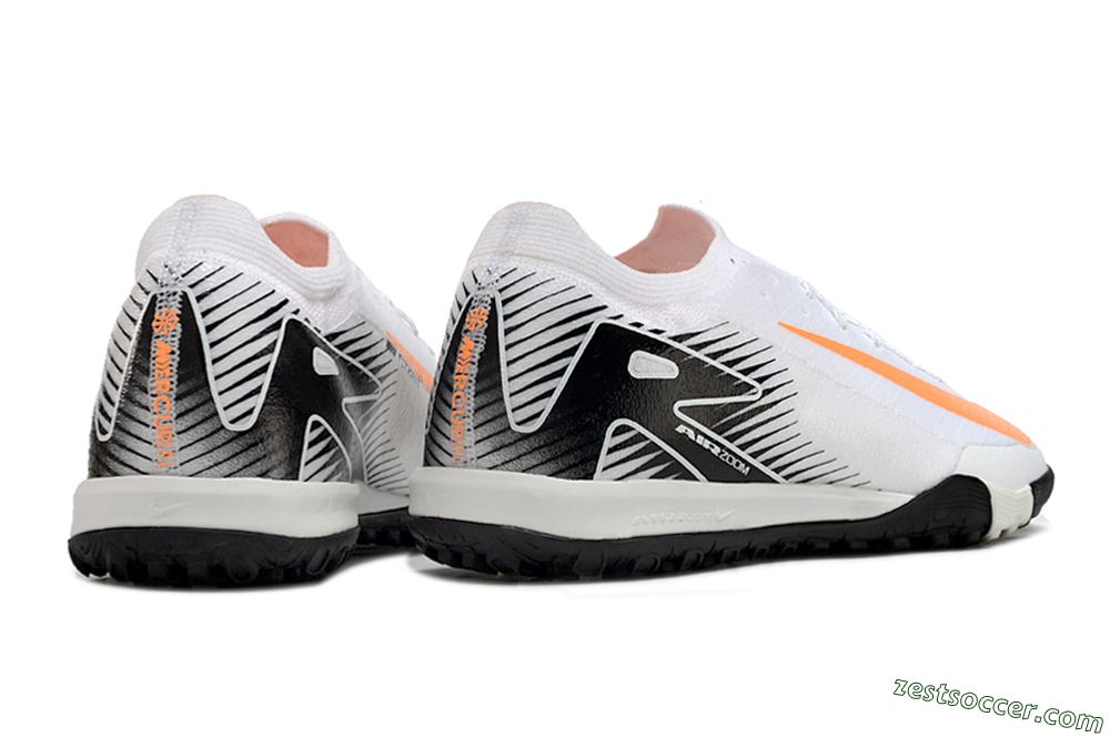 Nike Air Zoom Mercurial Vapor 16 Elite TF Low-Tops Soccer Shoes - White/Black/Orange 6