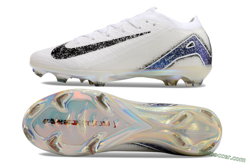 Nike Air Zoom Mercurial Vapor 16 Elite FG Low-Tops Soccer Cleats - White/Black/Blue/Gold 6