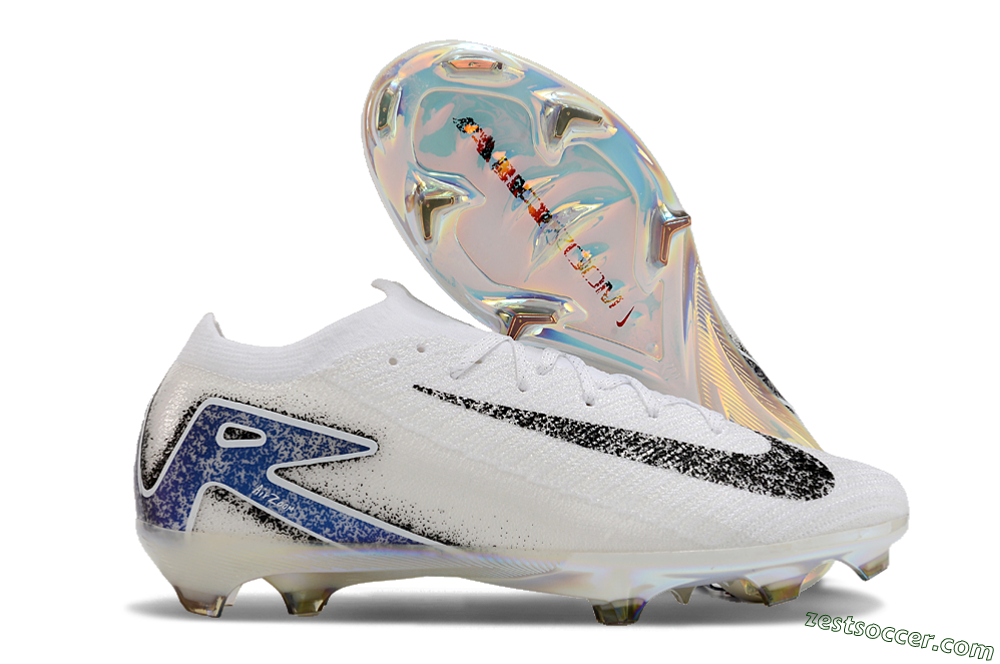Nike Air Zoom Mercurial Vapor 16 Elite FG Low-Tops Soccer Cleats - White/Black/Blue/Gold 1