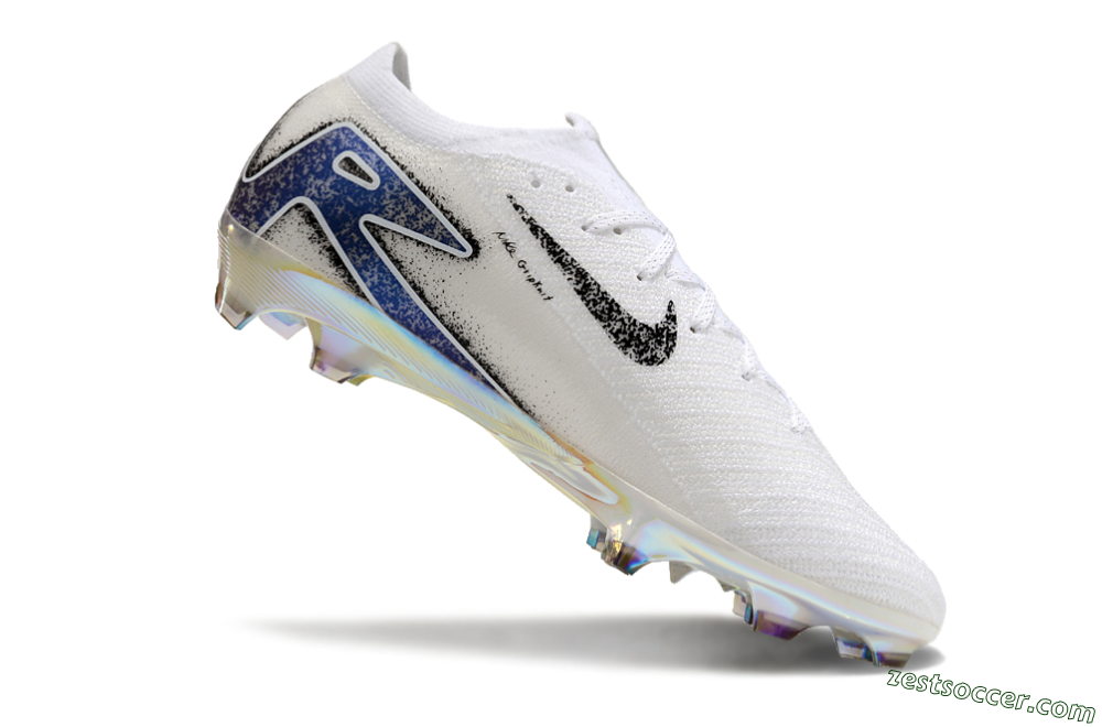 Nike Air Zoom Mercurial Vapor 16 Elite FG Low-Tops Soccer Cleats - White/Black/Blue/Gold 3