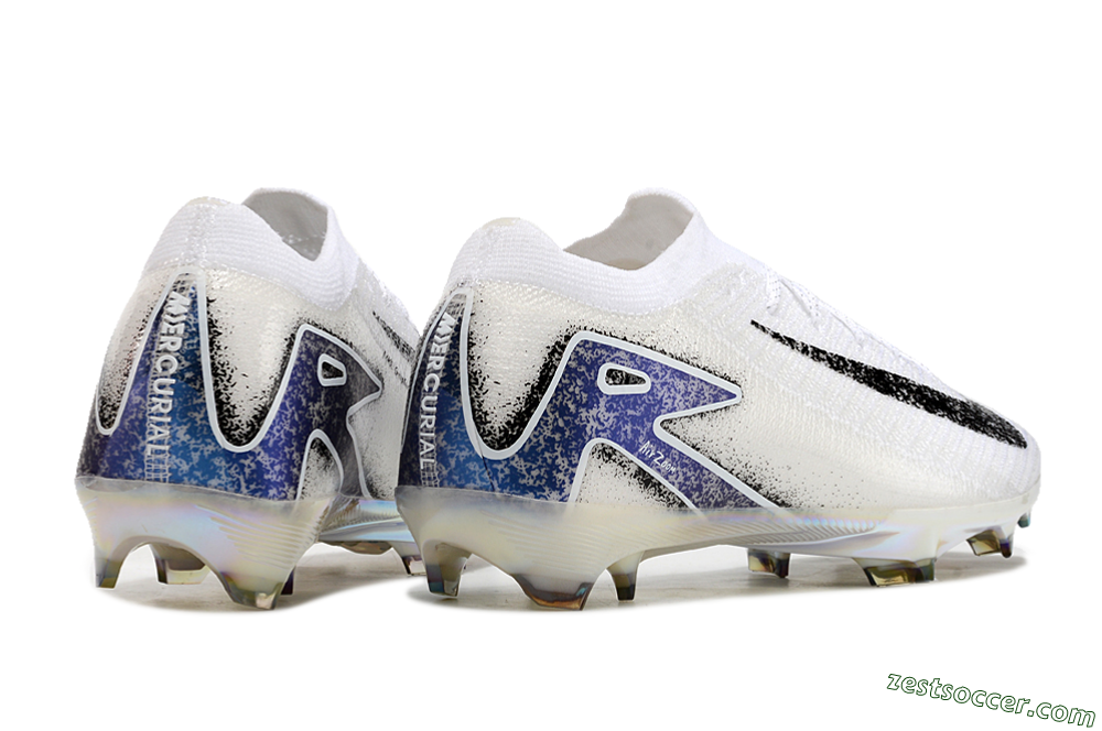 Nike Air Zoom Mercurial Vapor 16 Elite FG Low-Tops Soccer Cleats - White/Black/Blue/Gold 5