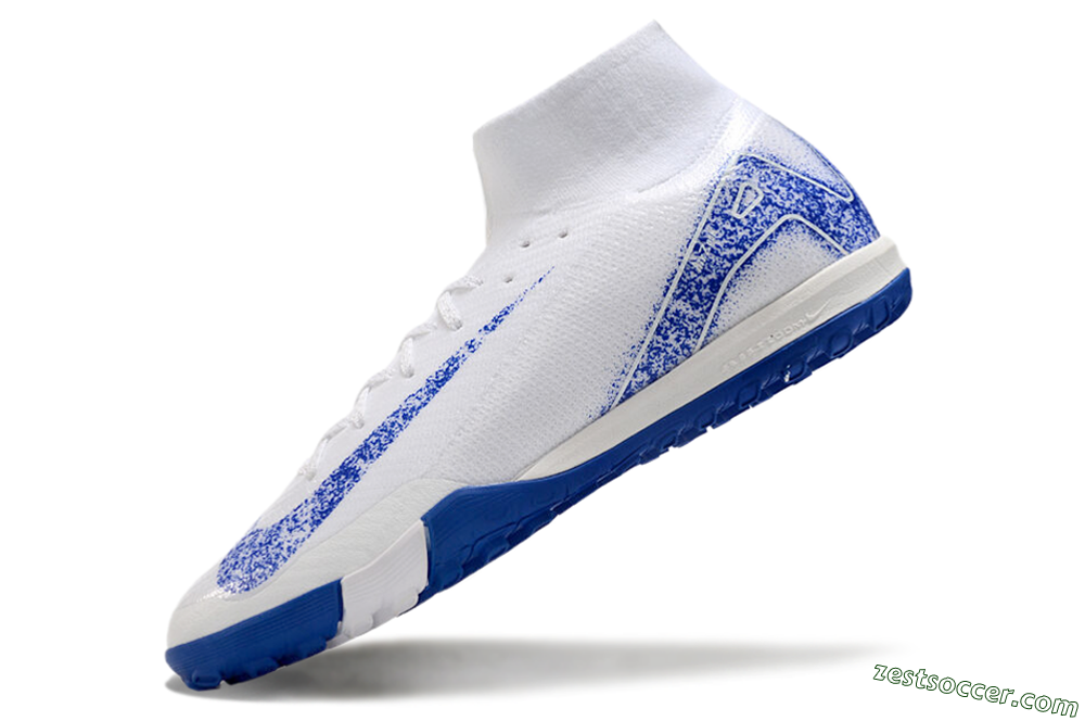 Nike Air Zoom Mercurial Superfly 10 TF High-Tops Soccer Shoes - White/Blue/Orange 4