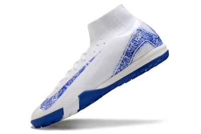 Nike Air Zoom Mercurial Superfly 10 TF High-Tops Soccer Shoes - White/Blue/Orange