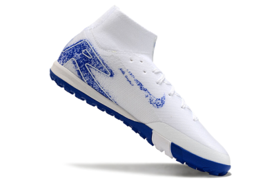 Nike Air Zoom Mercurial Superfly 10 TF High-Tops Soccer Shoes - White/Blue/Orange