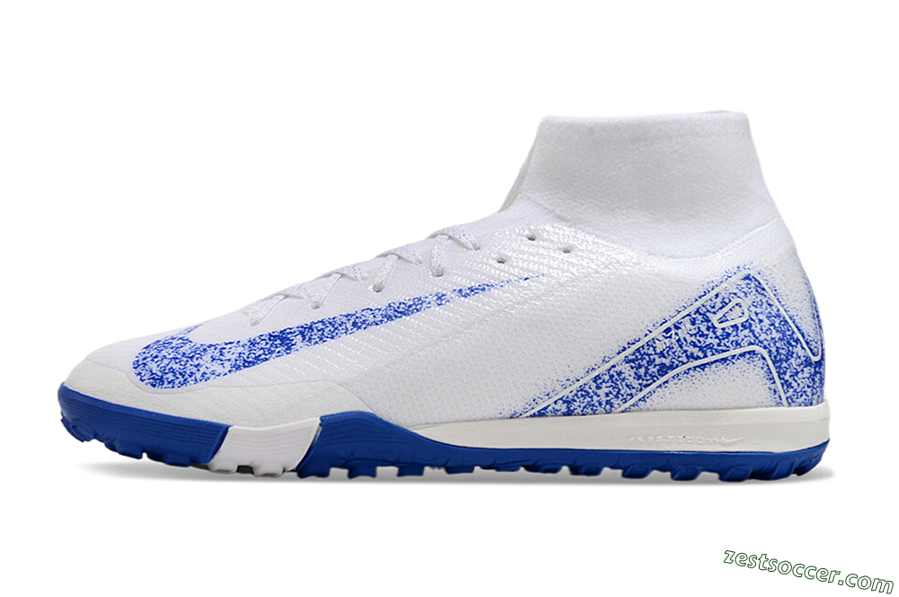 Nike Air Zoom Mercurial Superfly 10 TF High-Tops Soccer Shoes - White/Blue/Orange 2