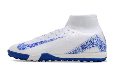 Nike Air Zoom Mercurial Superfly 10 TF High-Tops Soccer Shoes - White/Blue/Orange