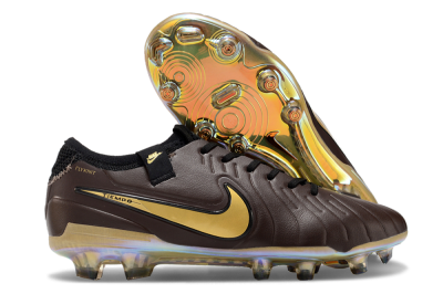 Nike Tiempo Legend 10 Elite FG Low-Tops Soccer Shoes - Brown/Yellow/Black