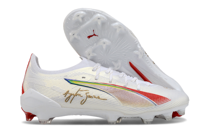 Puma Ultra 5 Ultimate FG Low-Tops Soccer Cleats - White/Red/Yellow/Green