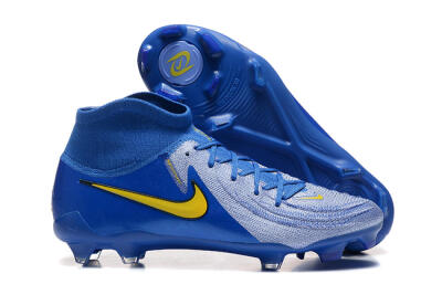 Nike Phantom Luna Elite FG High-Tops Soccer Cleats - Blue/Silver/Yellow
