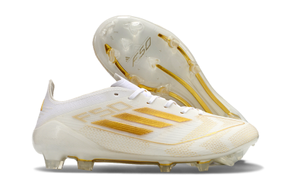Adidas F50 Elite FG Low-Tops Soccer Cleats - White/Gold