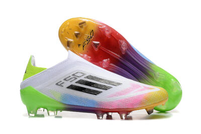 Adidas F50 Elite Laceless FG Low-Tops Soccer Cleats - White/Gold/Pink/Blue/Yellow