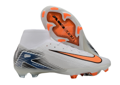 Nike Air Zoom Mercurial Superfly 10 Elite FG High-Tops Soccer Cleats - White/Orange/Blue