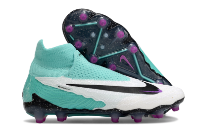 Nike Phantom GX Elite AG High-Tops Soccer Cleats - White/Black/Jade/Purple