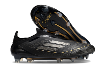 Adidas F50 Elite Laceless FG Low-Tops Soccer Cleats - Black/Silver/Gold